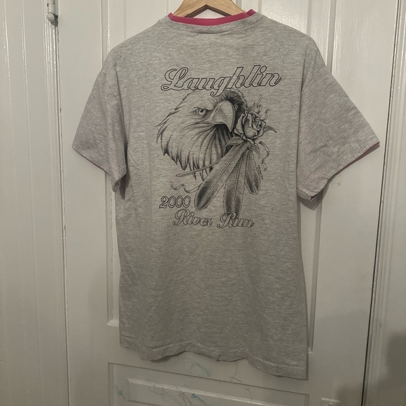 Anvil Gray Short Sleeve Tee with Vintage eagle design Made in USA - Picture 3 of 3